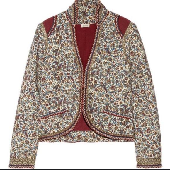 Talitha Printed cotton/silk-blend quilted jacket floral ethnic bohemian sz 4 - Picture 2 of 16